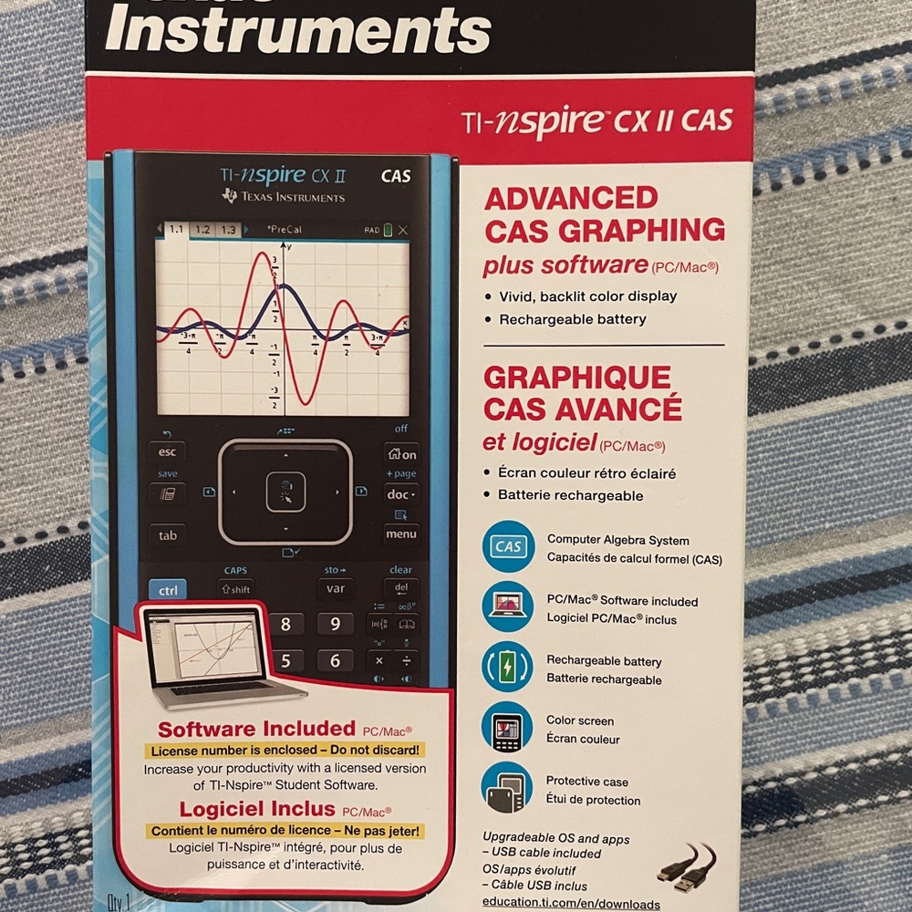 Texas Instruments TI-Nspire CX II CAS with Blue and Black Design